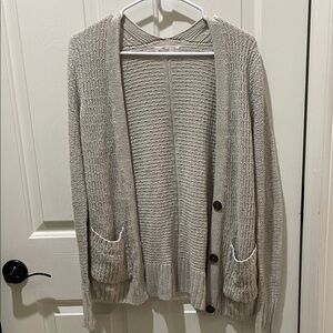 Hollister Light Gray Knit Cardigan Sweater